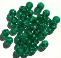 30 10mm Crackle Emerald